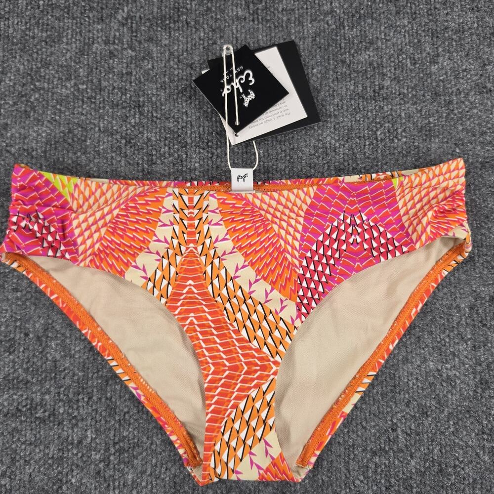 Echo New York Women's Size S Pink Orange Geometric Print Bikini Bottom Swimwear